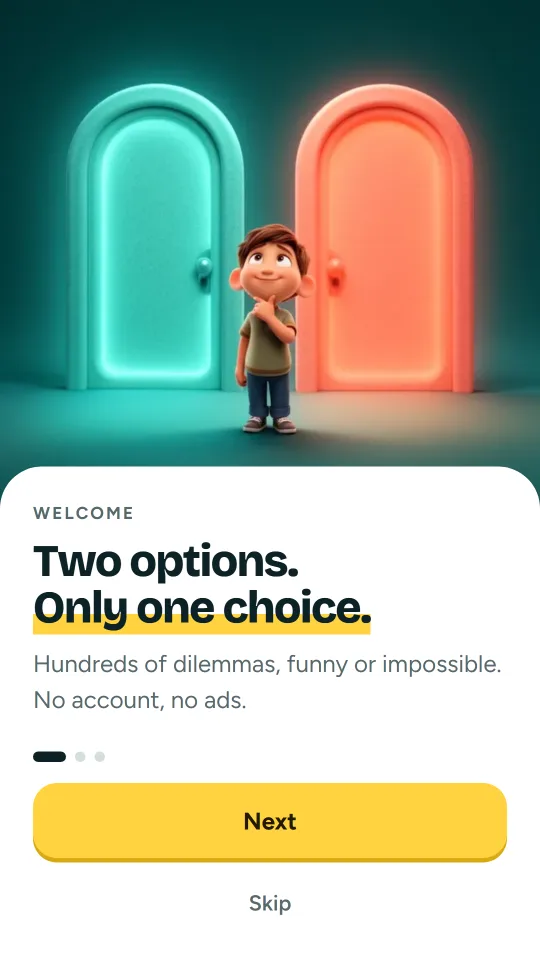 The welcome screen